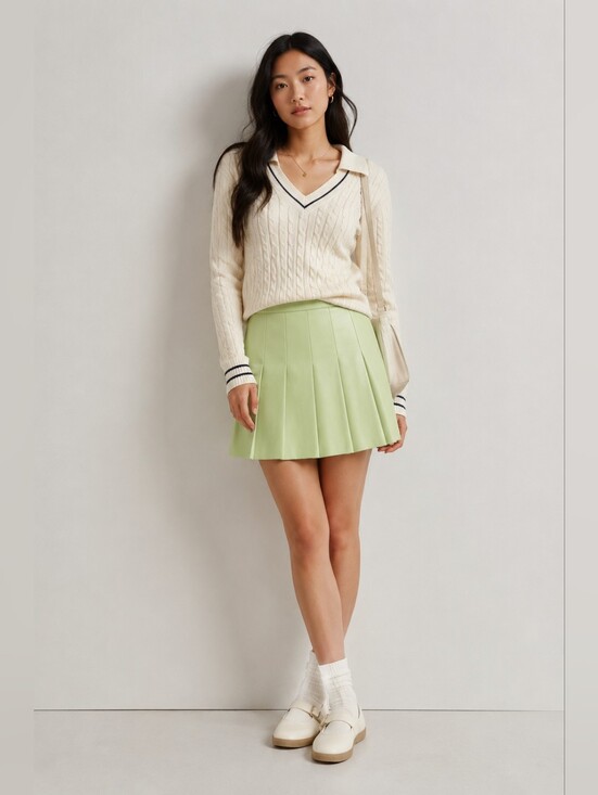 Sunday Best Dresses & Skirts - Sunday Best Micro Pleated Vegan Leather Skirt In Sagebrush (Mint)Green 12